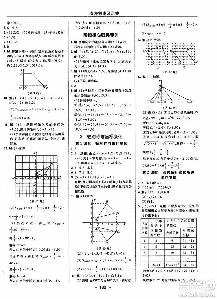榮德基2019秋典中點(diǎn)綜合應(yīng)用創(chuàng)新題數(shù)學(xué)八年級上BSD北師大版參考答案