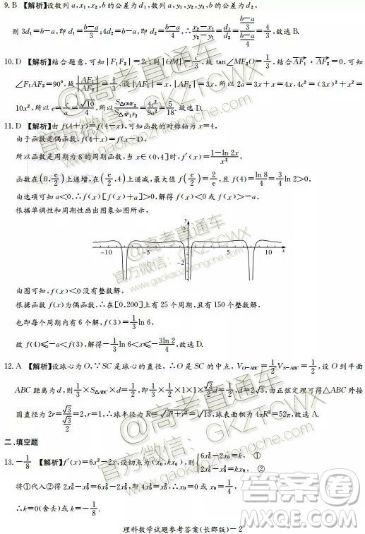 炎德英才大聯(lián)考長(zhǎng)郡中學(xué)2020屆高三月考試卷一理數(shù)試題及答案