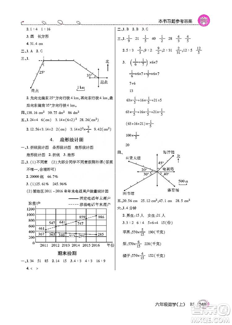 2019倍速學(xué)習(xí)法教材導(dǎo)學(xué)練六年級數(shù)學(xué)上冊人教版答案