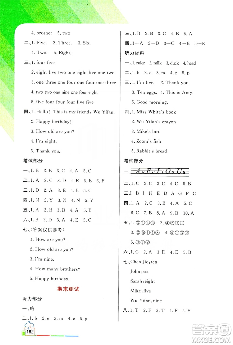 2019倍速學(xué)習(xí)法教材導(dǎo)學(xué)練3年級英語上冊PEP人教版答案