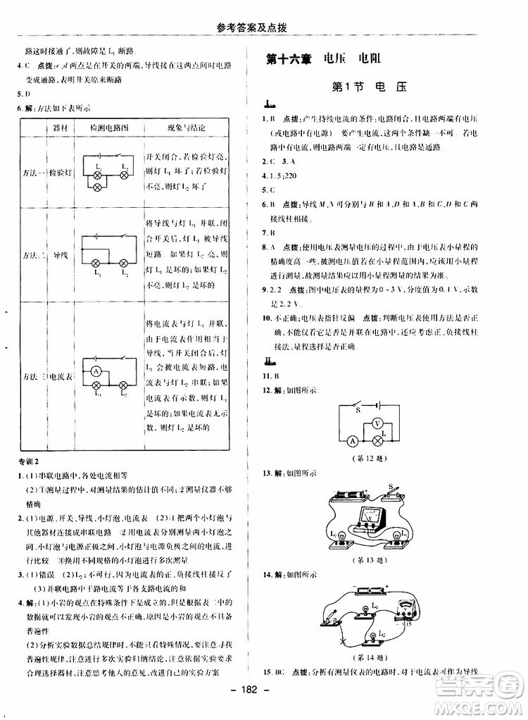 榮德基2019秋典中點(diǎn)綜合應(yīng)用創(chuàng)新題物理九年級(jí)全一冊(cè)R人教版參考答案