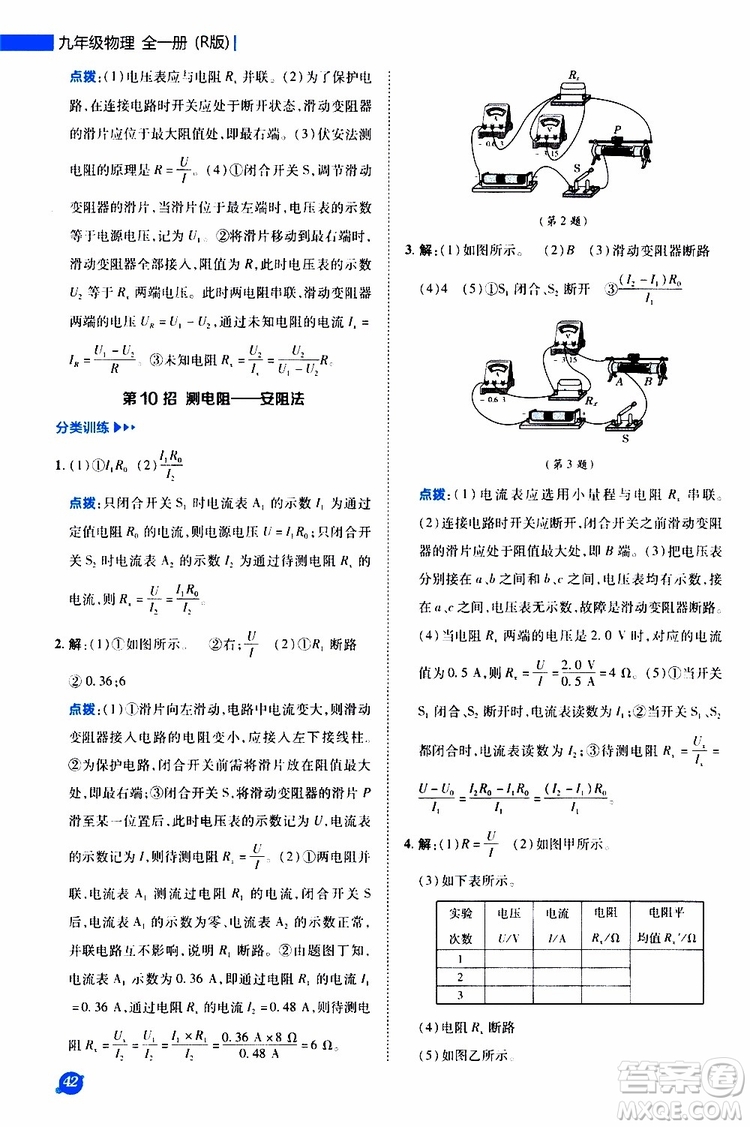 榮德基2019秋典中點急速提分法物理九年級全一冊R人教版參考答案