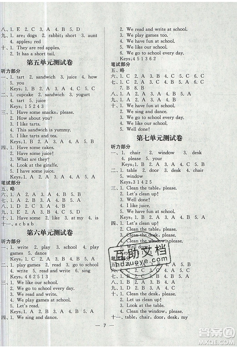 江蘇鳳凰美術(shù)出版社2019課時(shí)金練英語二年級(jí)上2A江蘇版參考答案