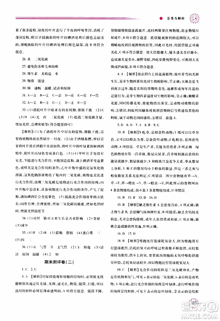 公告目錄教輔2019年績優(yōu)學(xué)案生物學(xué)七年級上冊蘇科版參考答案