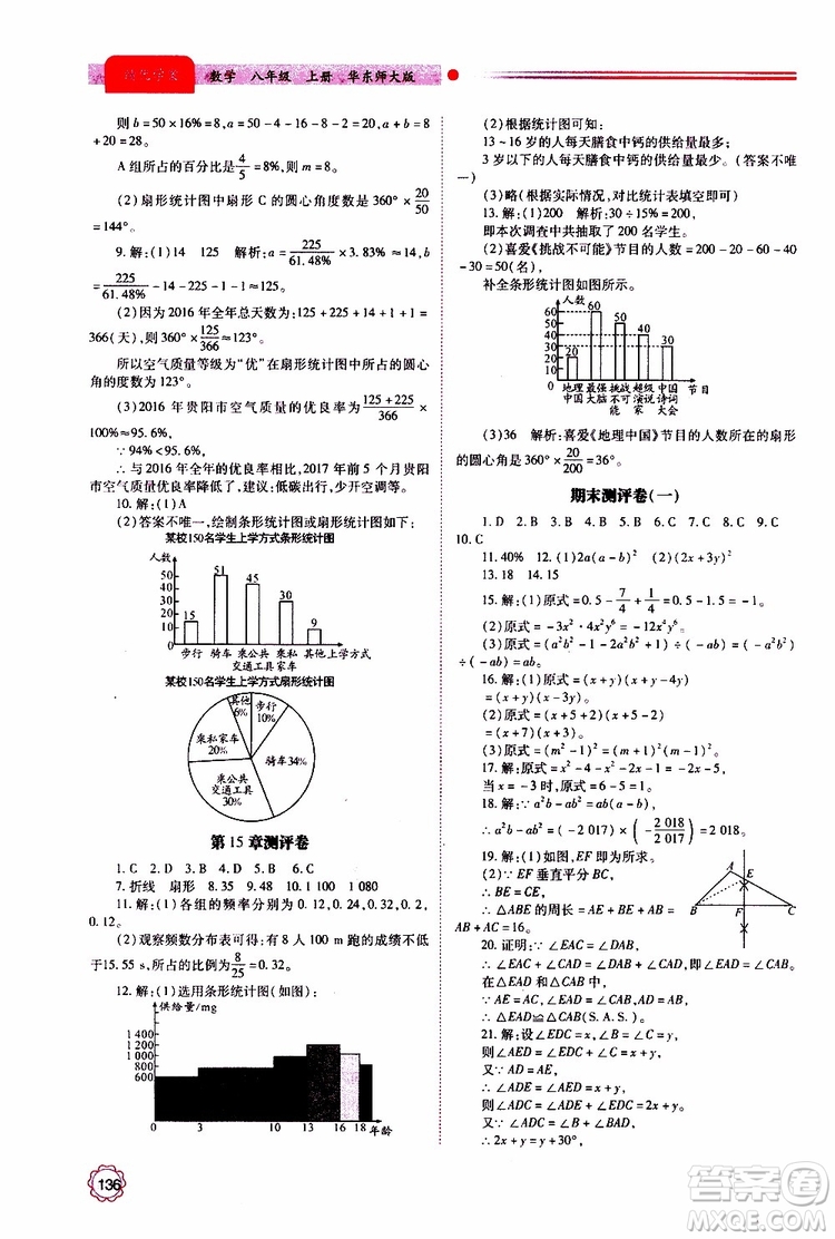 公告目錄教輔2019年績(jī)優(yōu)學(xué)案八年級(jí)上冊(cè)數(shù)學(xué)華東師大版參考答案
