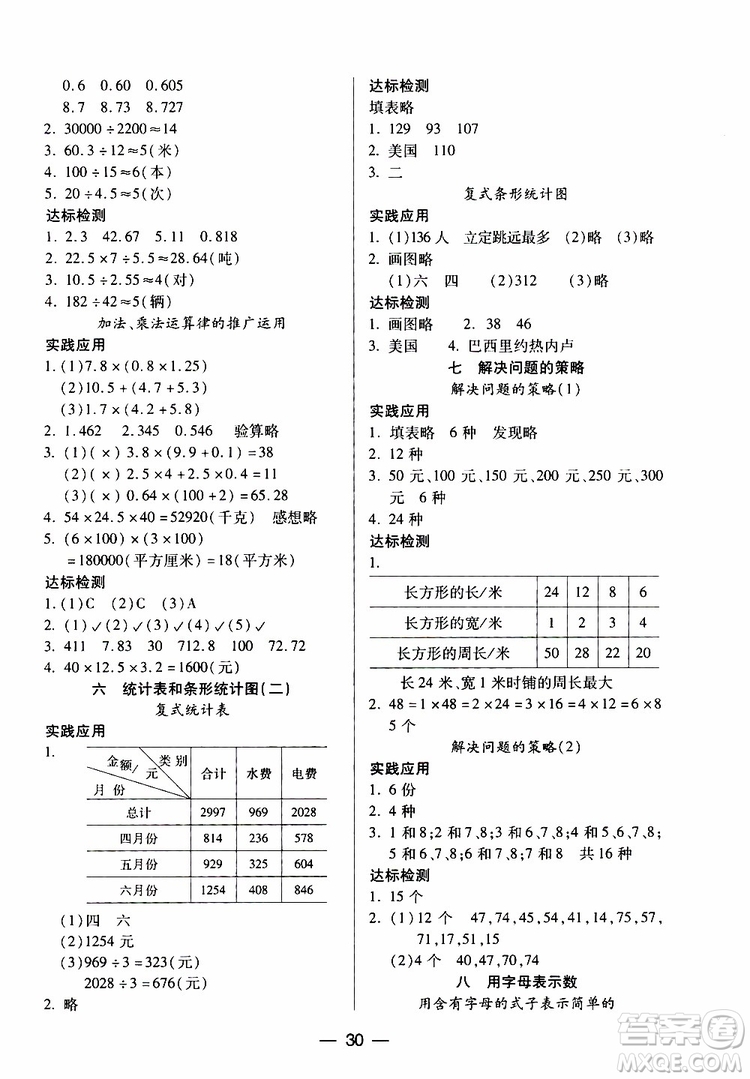 2019秋新課標(biāo)兩導(dǎo)兩練高效學(xué)案小學(xué)數(shù)學(xué)五年級(jí)上冊(cè)鳳凰版參考答案