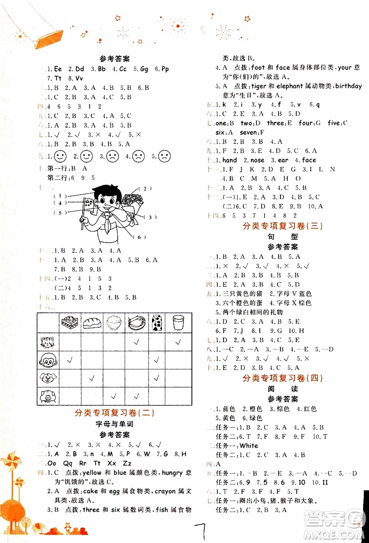 2019秋新版黃岡小狀元達標(biāo)卷英語三年級上冊RP人教版參考答案