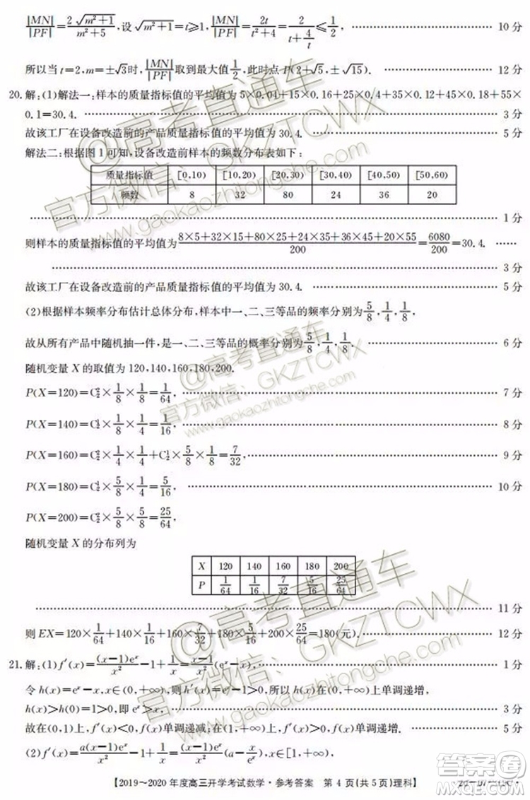 2020屆江西金太陽高三開學(xué)考試?yán)頂?shù)試題及參考答案