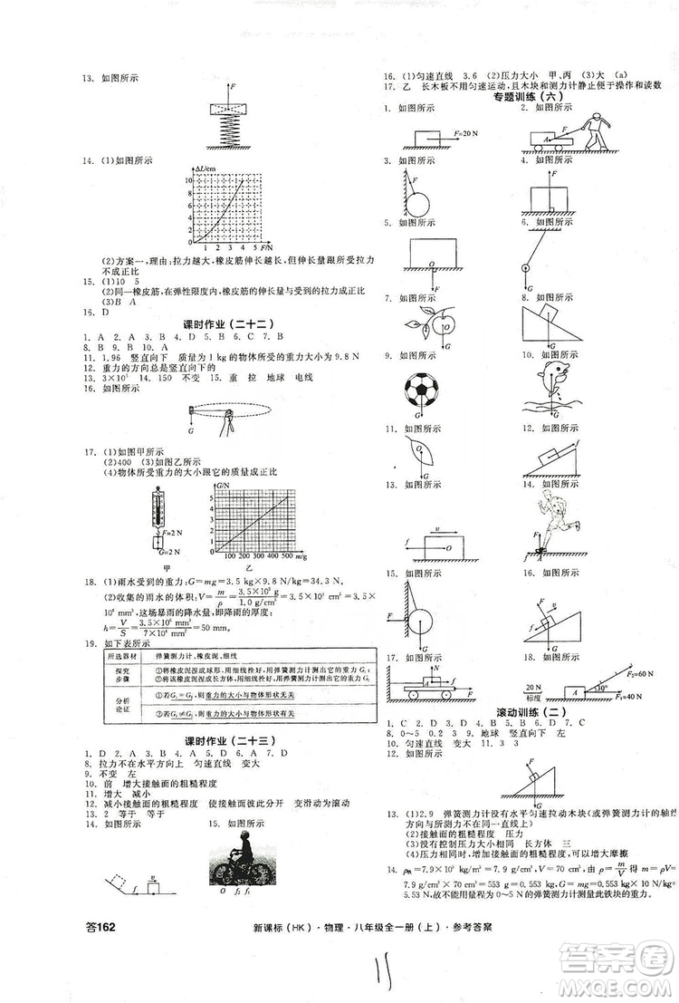 陽光出版社2019全品學(xué)練考作業(yè)手冊八年級(jí)物理全一冊上冊滬科版答案