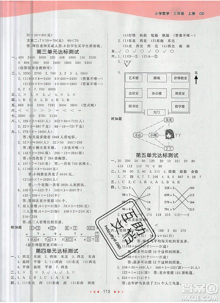 2019年53天天練小學數(shù)學三年級上冊青島版參考答案