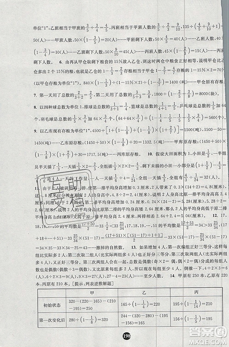 2019年小學(xué)奧數(shù)入門階梯訓(xùn)練舉一跟二反三拓五六年級參考答案