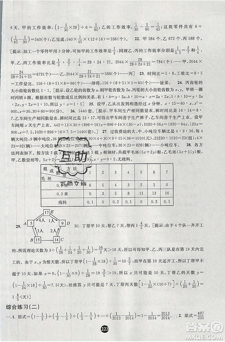 2019年小學(xué)奧數(shù)入門階梯訓(xùn)練舉一跟二反三拓五六年級參考答案