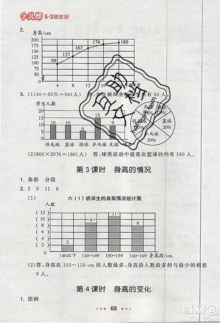  2019年53隨堂測小學(xué)數(shù)學(xué)六年級上冊北師大版參考答案