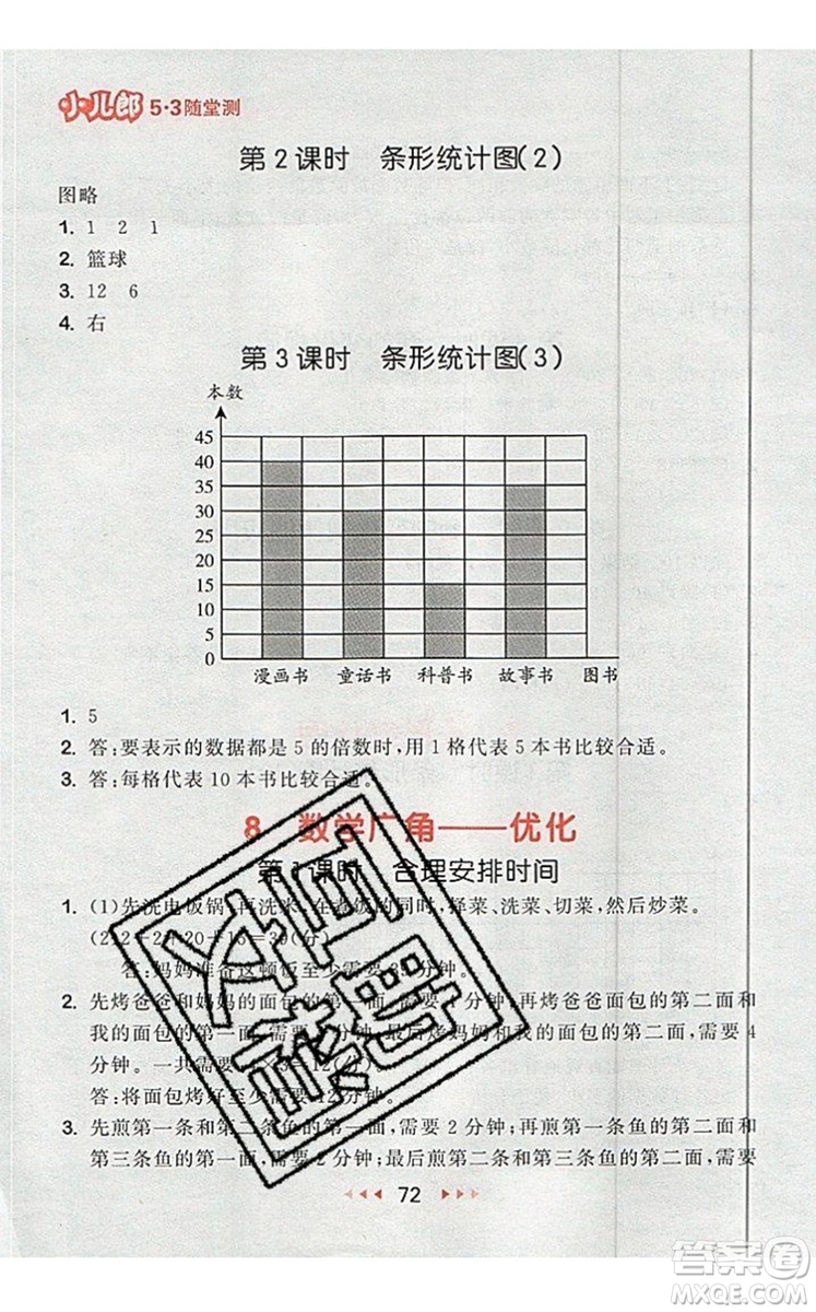 2019年53隨堂測小學數(shù)學四年級上冊人教版參考答案
