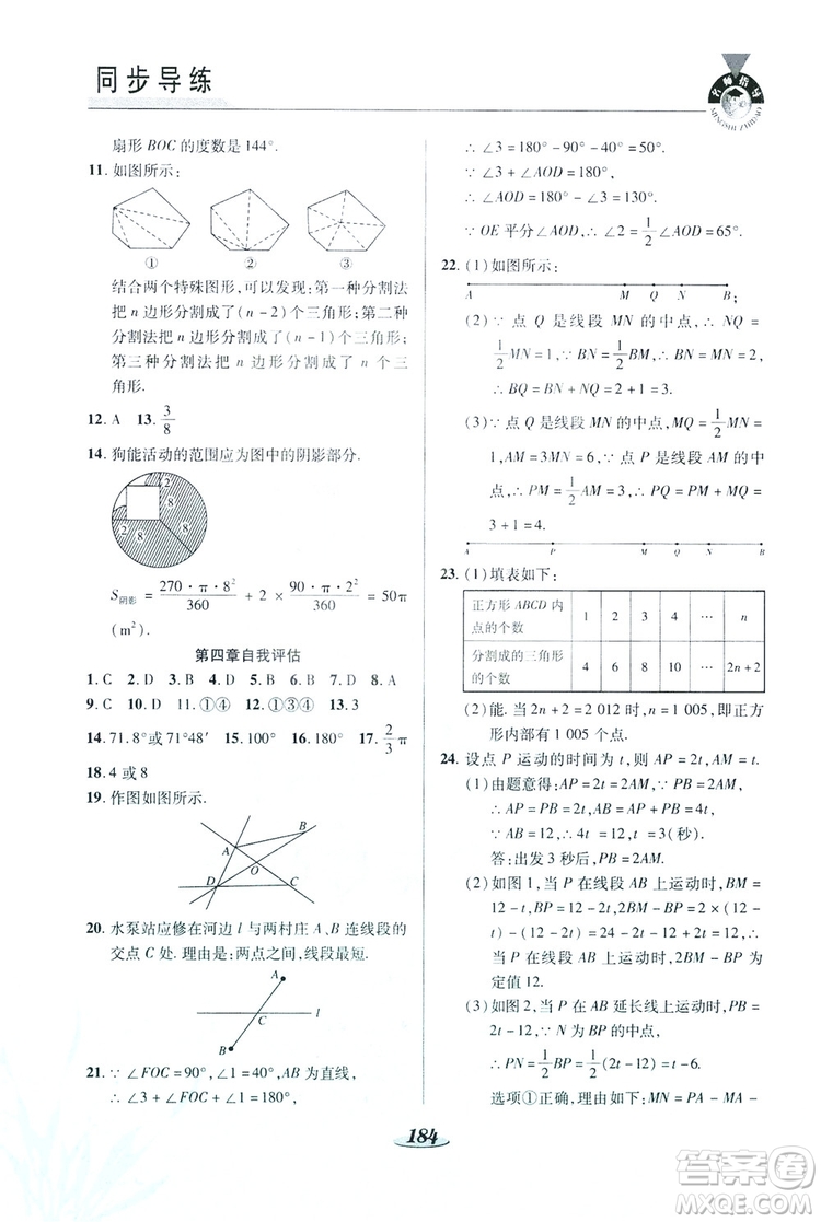 陜西科學(xué)技術(shù)出版社2019新課標(biāo)教材同步導(dǎo)練七年級(jí)數(shù)學(xué)上冊(cè)C版答案