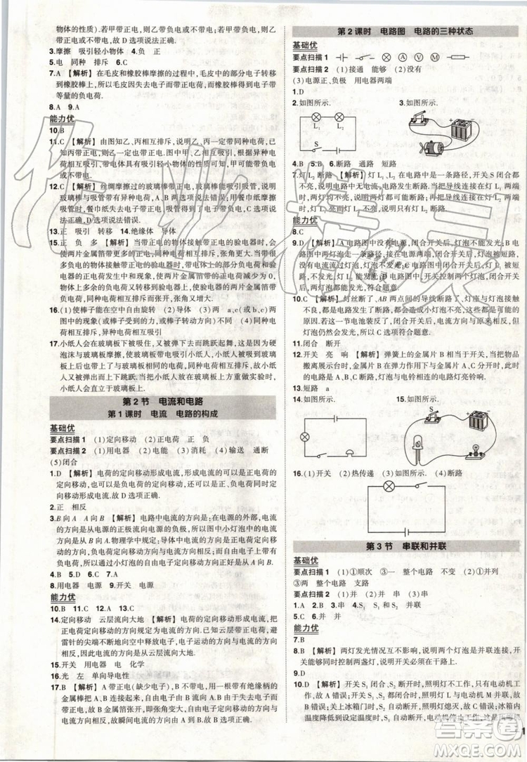 2019年狀元成才路創(chuàng)優(yōu)作業(yè)物理九年級上冊人教版參考答案
