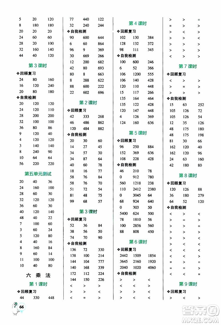 2019年P(guān)ASS綠卡圖書(shū)小學(xué)學(xué)霸口算三年級(jí)上BS北師版參考答案