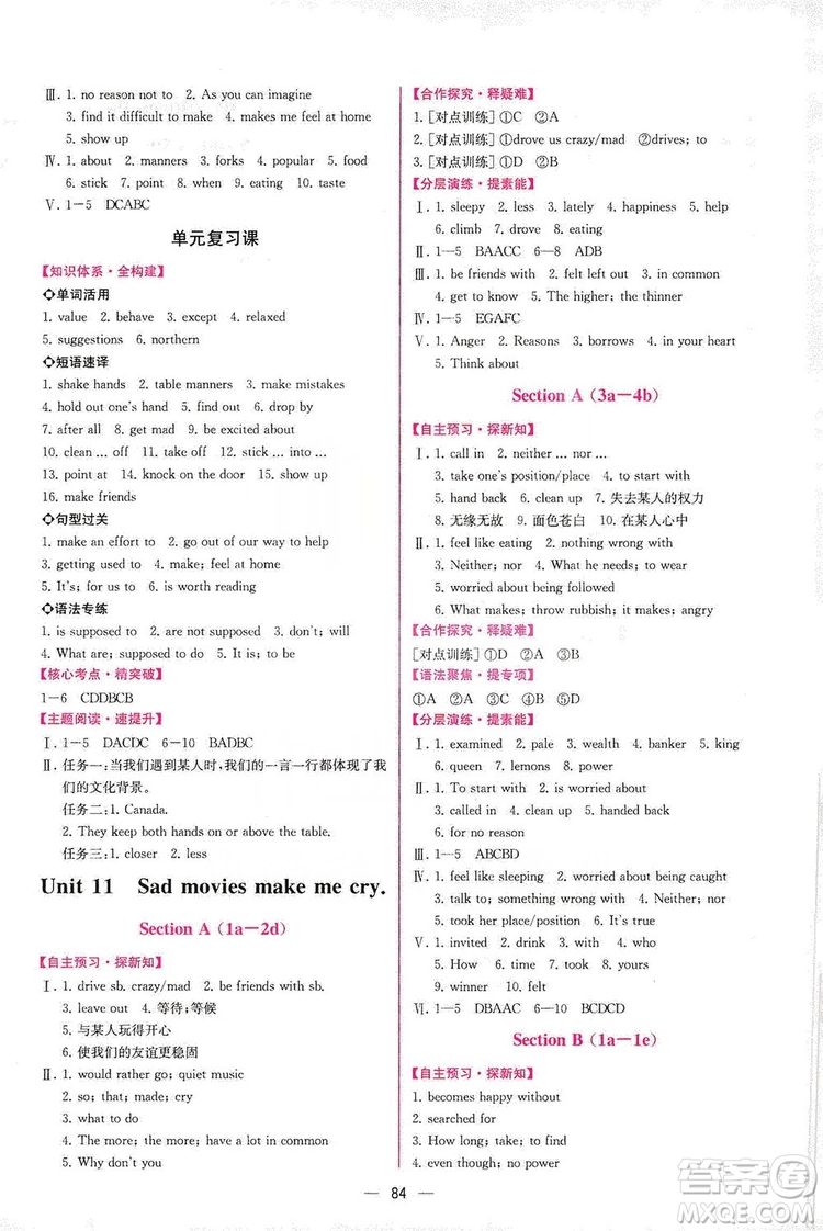 人民教育出版社2019同步學歷案課時練英語九年級全一冊河南專版答案