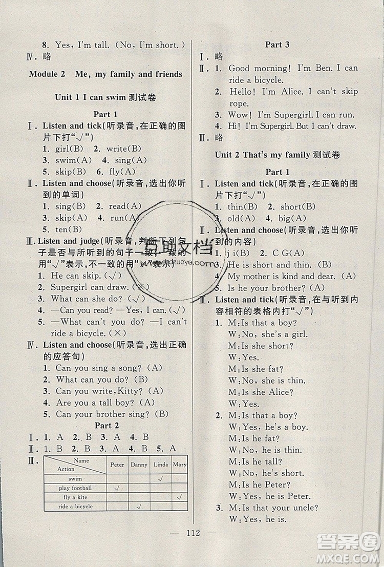 2019年鐘書金牌好題好卷期末沖刺100分二年級英語上冊N版參考答案