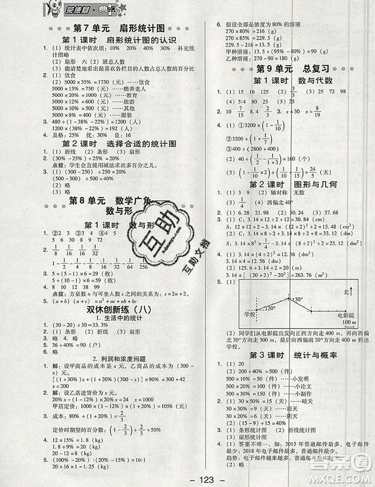 2019年綜合應(yīng)用創(chuàng)新題典中點(diǎn)六年級(jí)數(shù)學(xué)上冊(cè)人教版參考答案