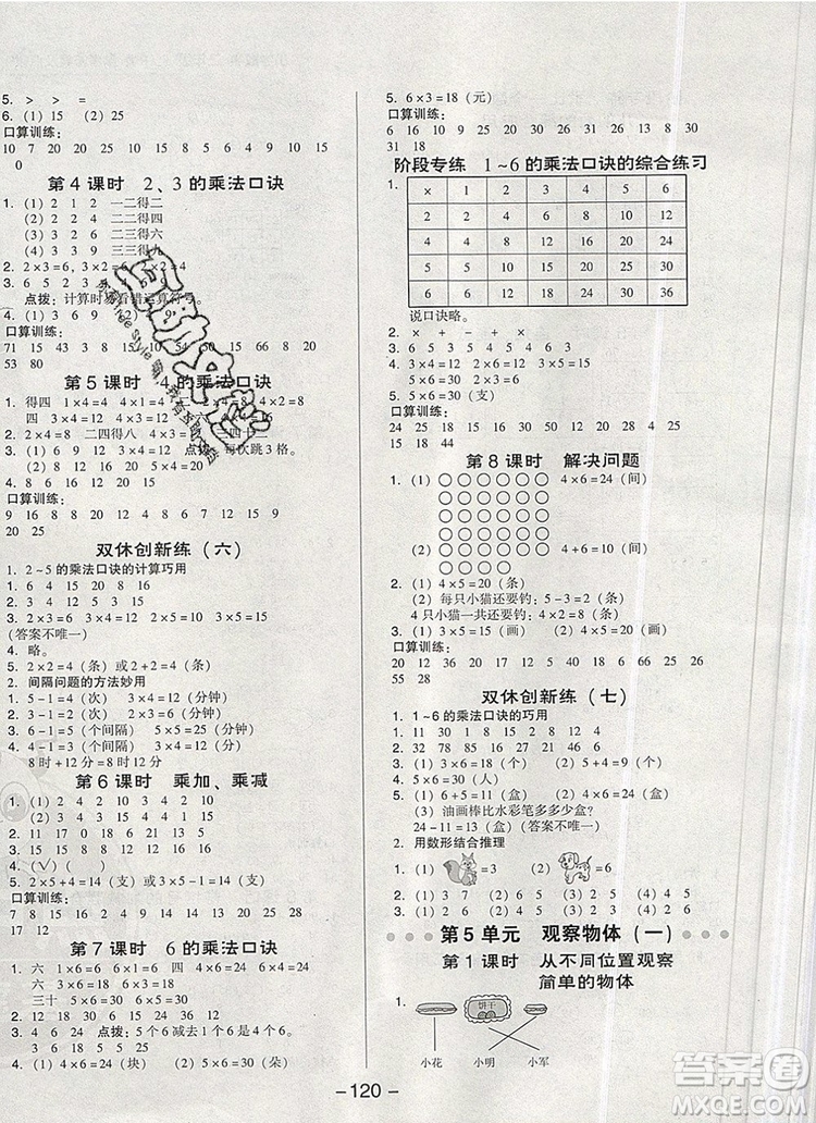 2019年綜合應(yīng)用創(chuàng)新題典中點(diǎn)二年級(jí)數(shù)學(xué)上冊(cè)人教版參考答案
