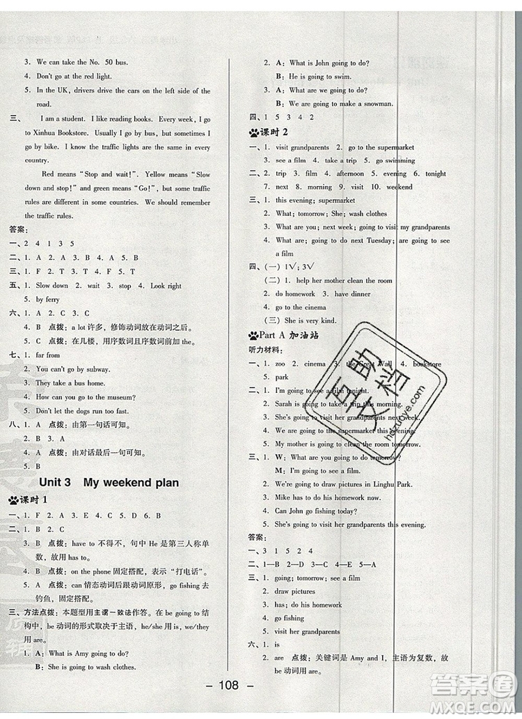 2019年綜合應(yīng)用創(chuàng)新題典中點(diǎn)六年級(jí)英語(yǔ)上冊(cè)人教PEP版參考答案