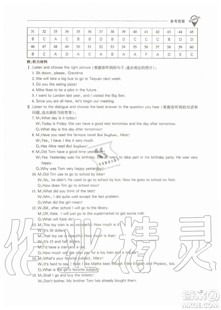 2019年新課程問題解決導(dǎo)學(xué)方案英語九年級上冊上教版參考答案