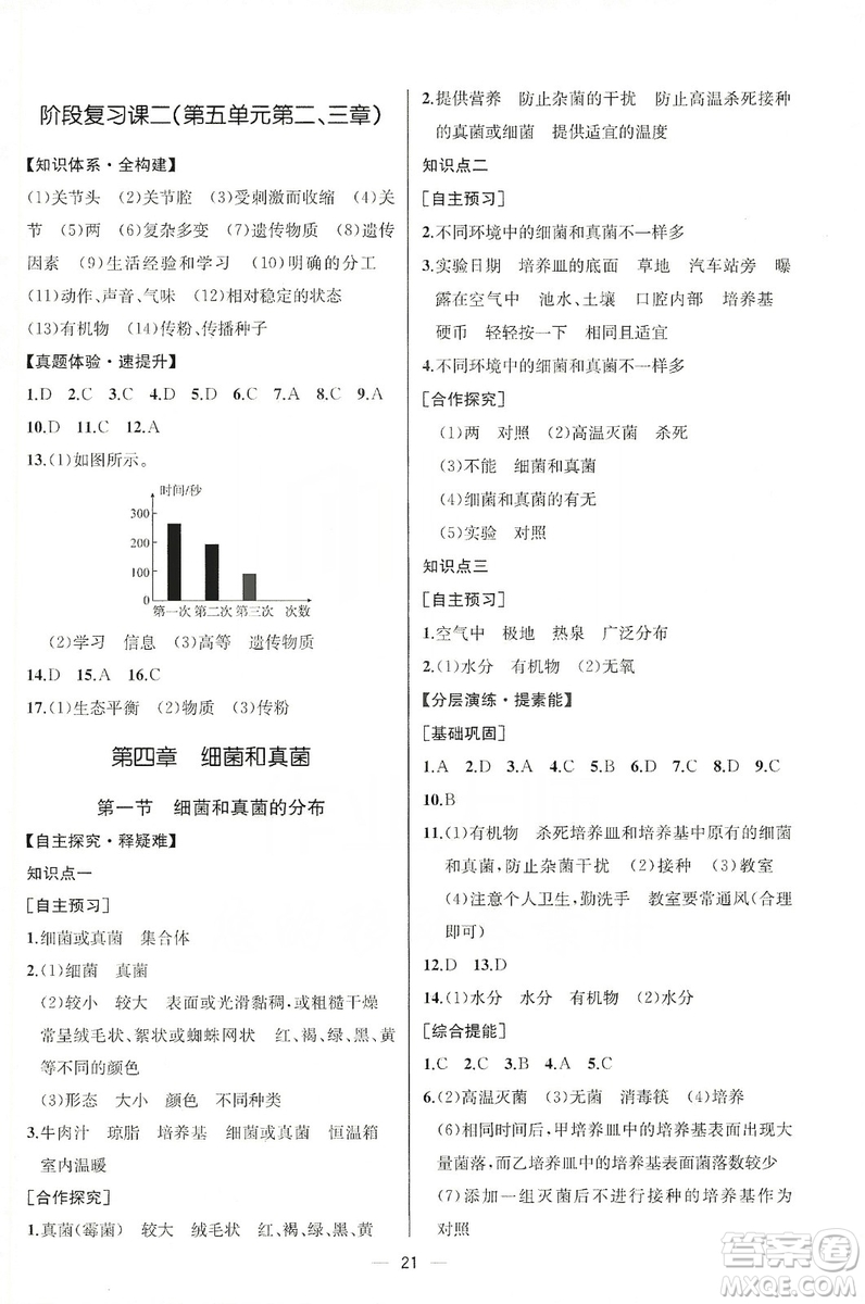 同步學(xué)歷案課時練2019八年級生物學(xué)上冊人教版答案