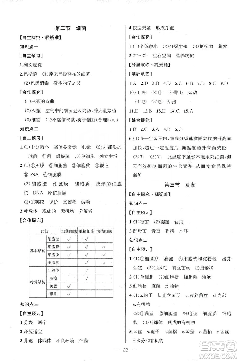 同步學(xué)歷案課時練2019八年級生物學(xué)上冊人教版答案