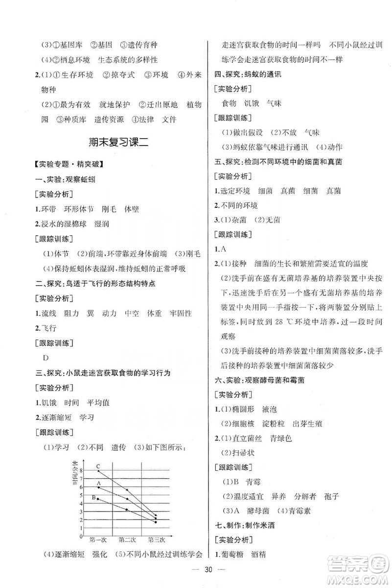 同步學(xué)歷案課時練2019八年級生物學(xué)上冊人教版答案