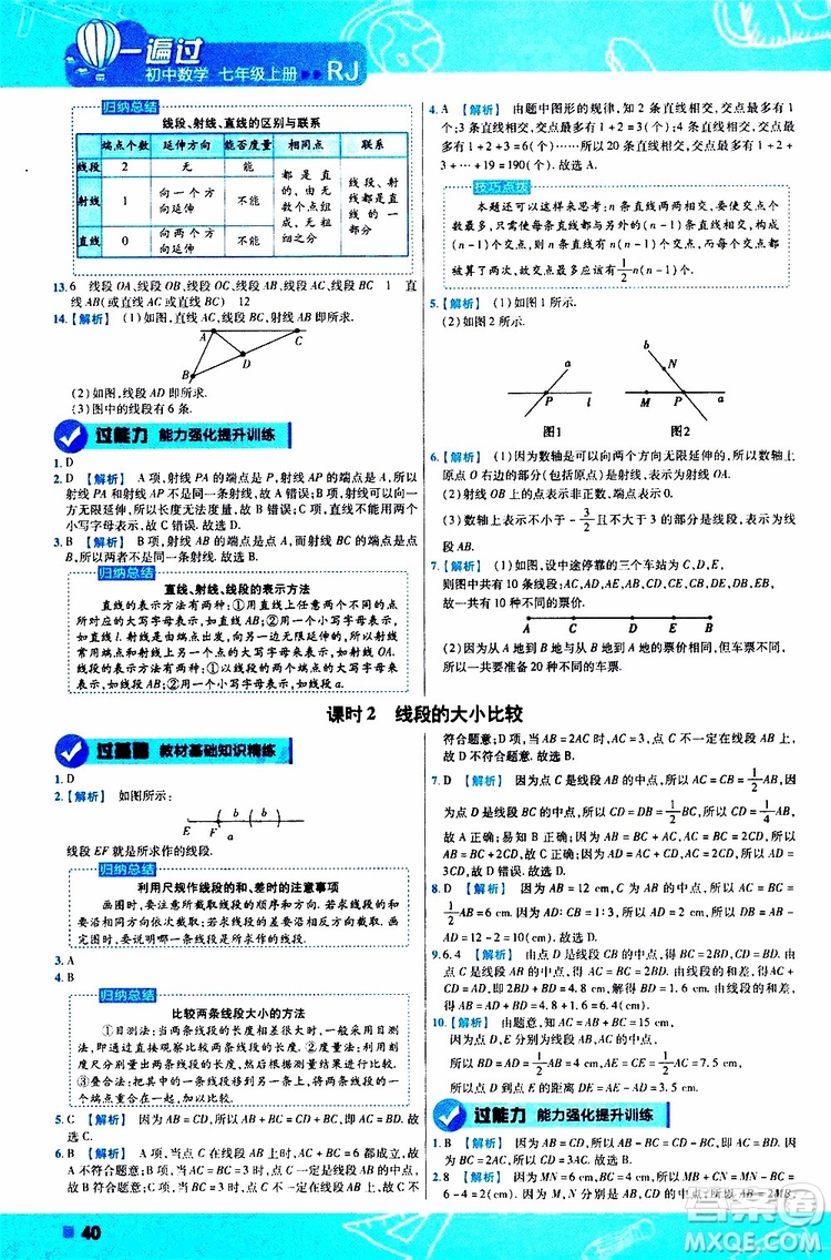 2020版一遍過初中數(shù)學(xué)七年級(jí)上冊(cè)RJ人教版參考答案