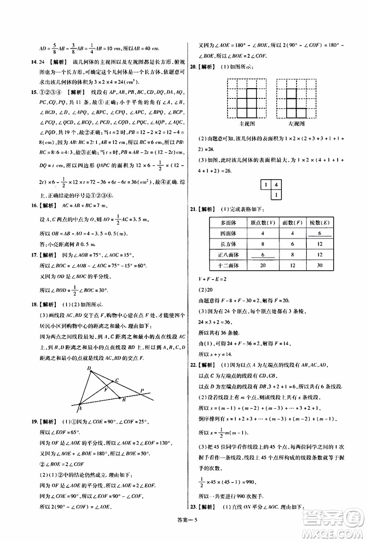 2020版一遍過(guò)單元綜合能力檢測(cè)卷初中數(shù)學(xué)七年級(jí)上冊(cè)HDSD華東師大版參考答案