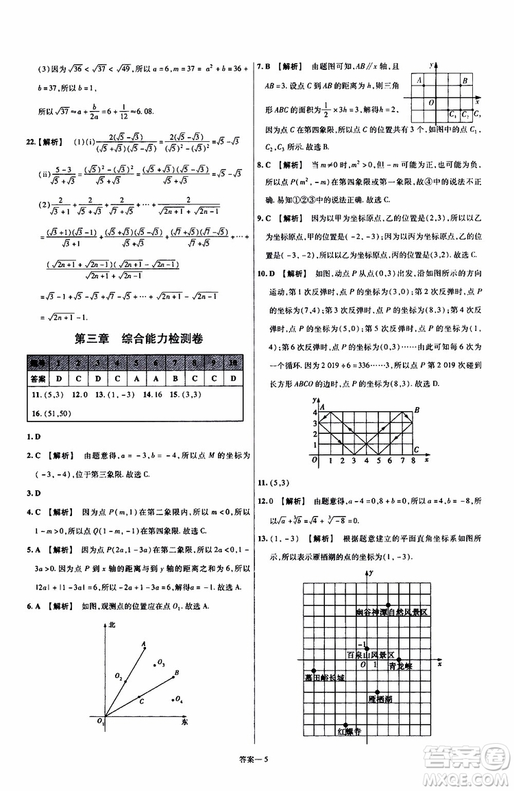 天星教育2020版一遍過單元綜合能力檢測卷初中數(shù)學(xué)八年級上冊BS北師版參考答案