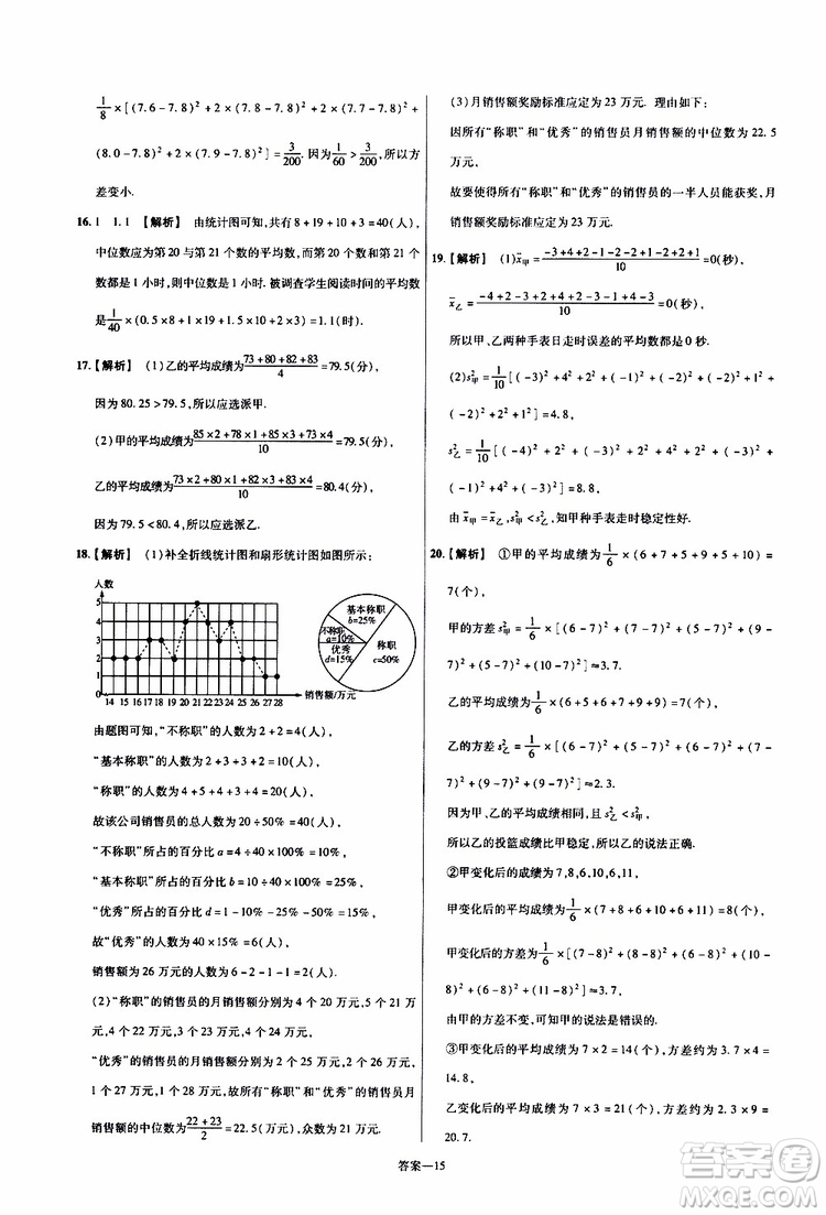 天星教育2020版一遍過單元綜合能力檢測卷初中數(shù)學(xué)八年級上冊BS北師版參考答案
