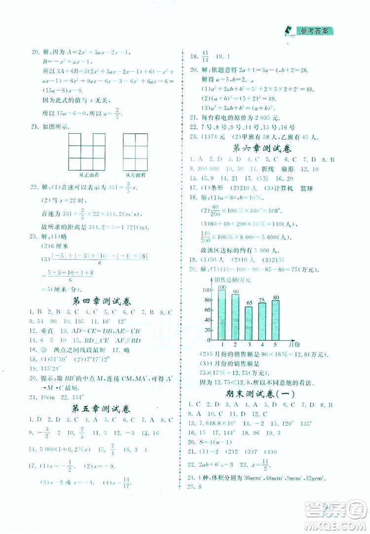 2019新課標(biāo)互動(dòng)同步訓(xùn)練7年級數(shù)學(xué)上冊北師大版答案