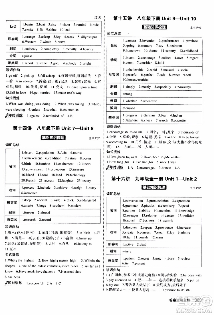 曲一線2020版5年中考3年模擬九年級+中考英語人教版參考答案
