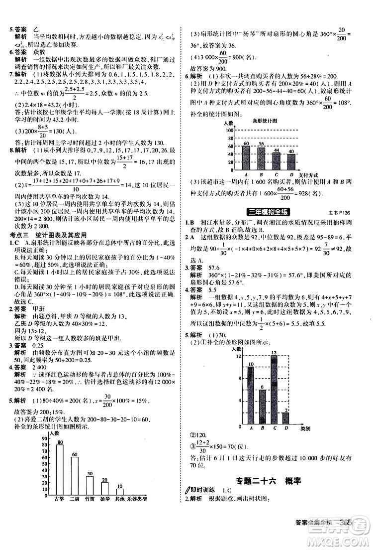 曲一線2020版5年中考3年模擬九年級(jí)+中考數(shù)學(xué)人教版參考答案