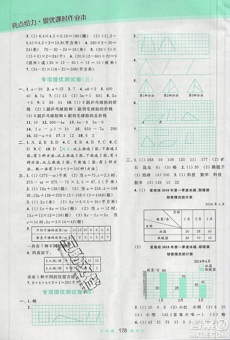 2019年亮點(diǎn)給力提優(yōu)課時(shí)作業(yè)本五年級(jí)數(shù)學(xué)上冊(cè)參考答案