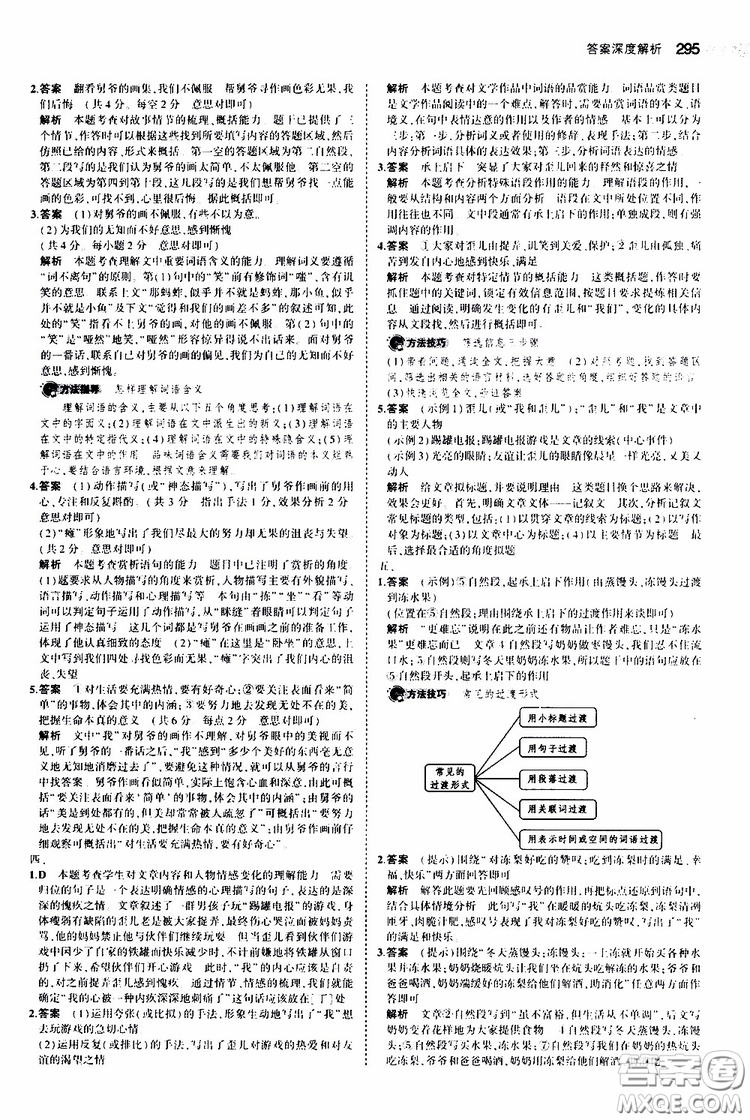 曲一線2020版5年中考3年模擬中考語(yǔ)文福建專用參考答案
