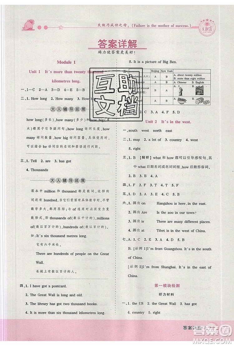 2019年王朝霞創(chuàng)維新課堂六年級(jí)英語上冊(cè)外研版參考答案