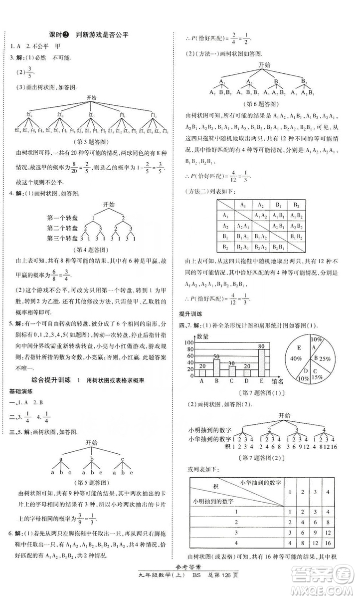 萬(wàn)向思維2019高效課時(shí)通九年級(jí)數(shù)學(xué)上冊(cè)北師大版答案