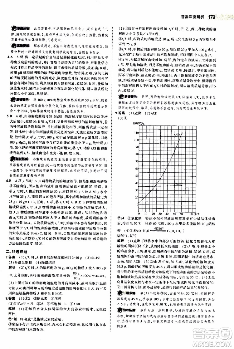 曲一線2020版5年中考3年模擬中考化學(xué)江蘇專用參考答案