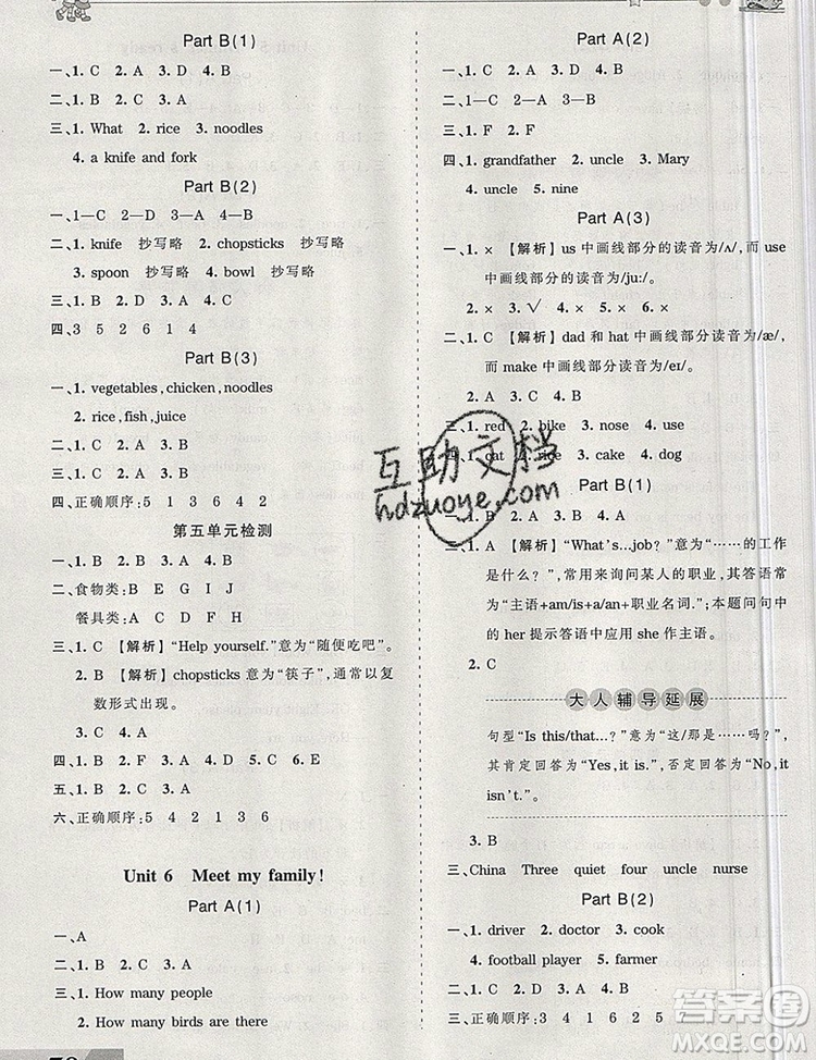 2019年王朝霞創(chuàng)維新課堂四年級(jí)英語上冊(cè)人教PEP版參考答案