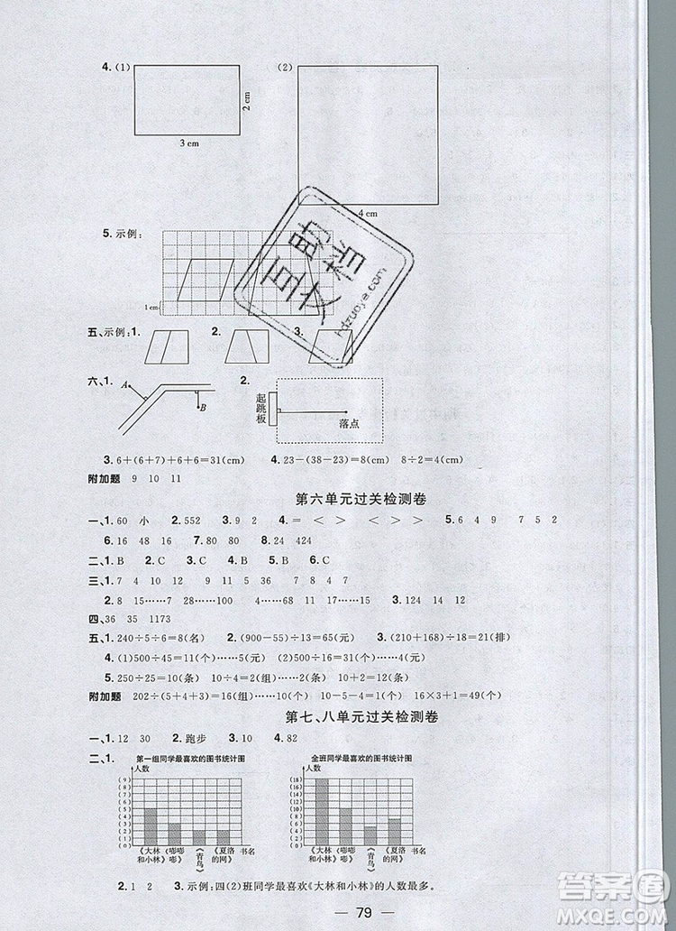 2019年陽光同學(xué)一線名師全優(yōu)好卷四年級(jí)數(shù)學(xué)上冊(cè)人教版參考答案