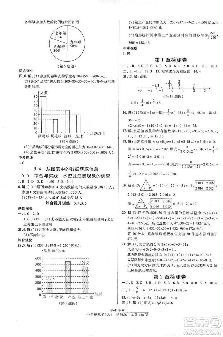 開明出版社2019高效課時(shí)通七年級(jí)數(shù)學(xué)上冊滬科版答案