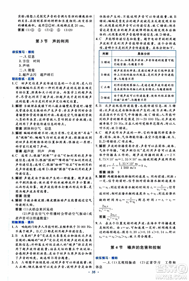2019年初中同步測控優(yōu)化設(shè)計八年級上冊物理人教版參考答案
