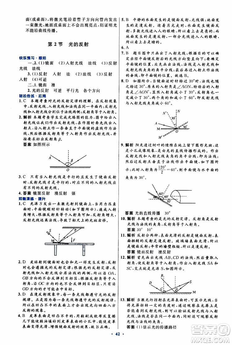 2019年初中同步測控優(yōu)化設(shè)計八年級上冊物理人教版參考答案