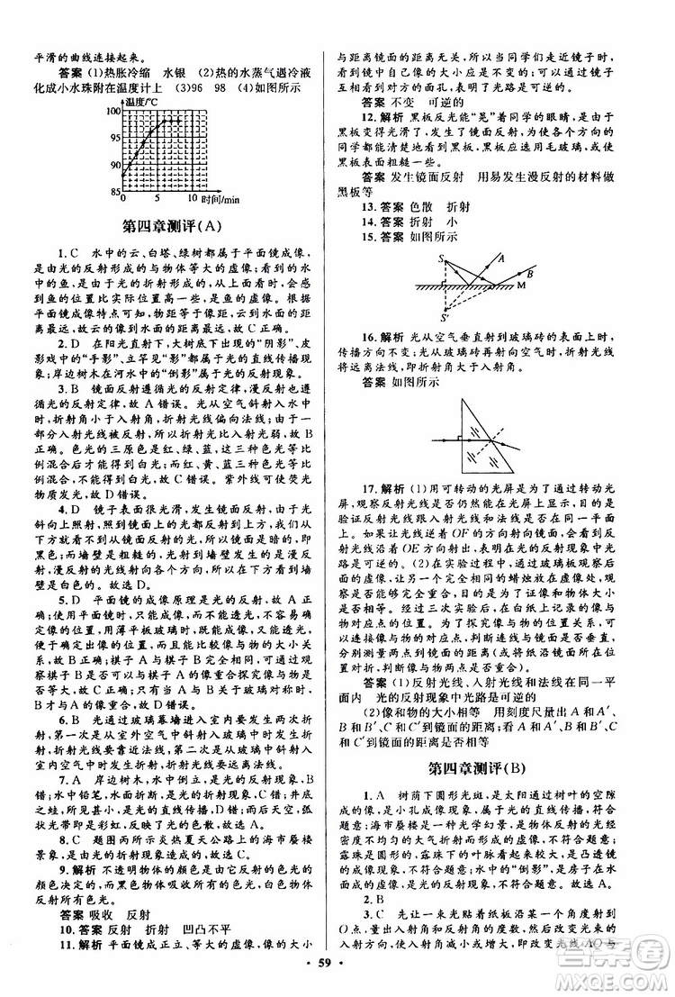 2019年初中同步測控優(yōu)化設(shè)計八年級上冊物理人教版參考答案