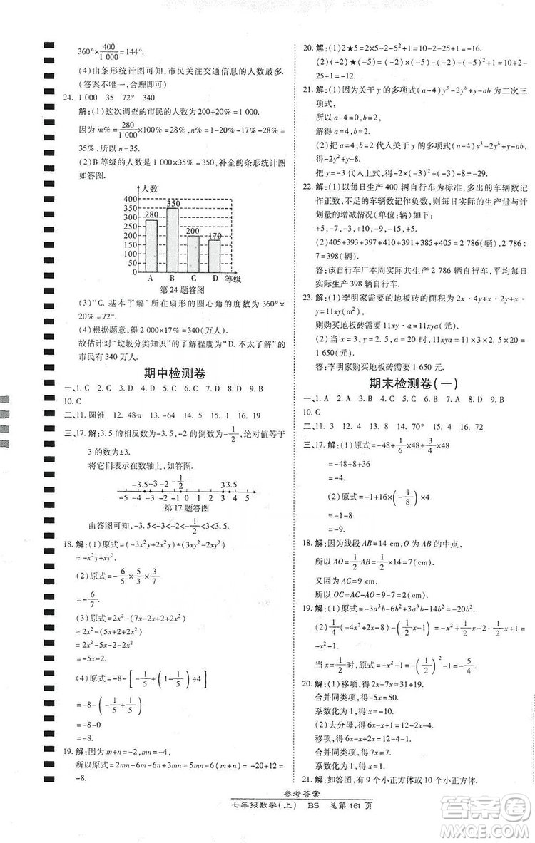 萬向思維2019高效課時通七年級數(shù)學(xué)上冊北師大版答案