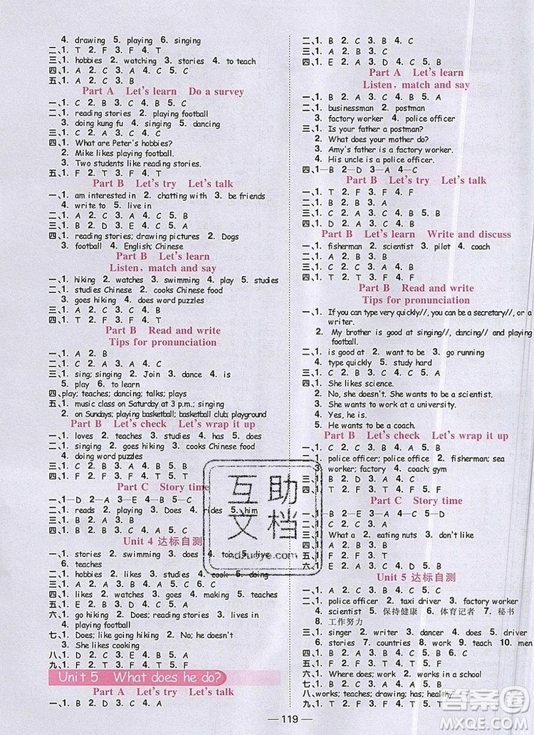 2019年陽光同學(xué)課時優(yōu)化作業(yè)六年級英語上冊人教版參考答案